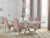 Orleans Furniture - Coaster - Antoine 5-piece Rectangular Glass Top Dining Table Set Pink - 108811-S5P